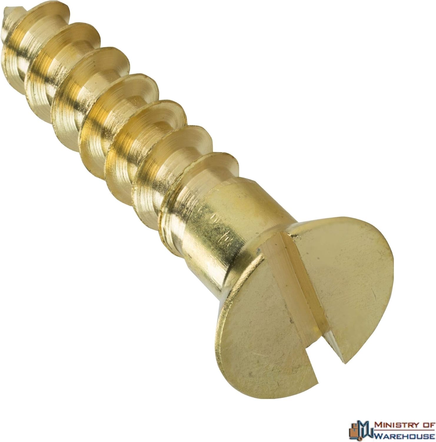 Quantity of 50 Wood Screws #10 x 1'' Solid Brass Flat Head Slotted Drive