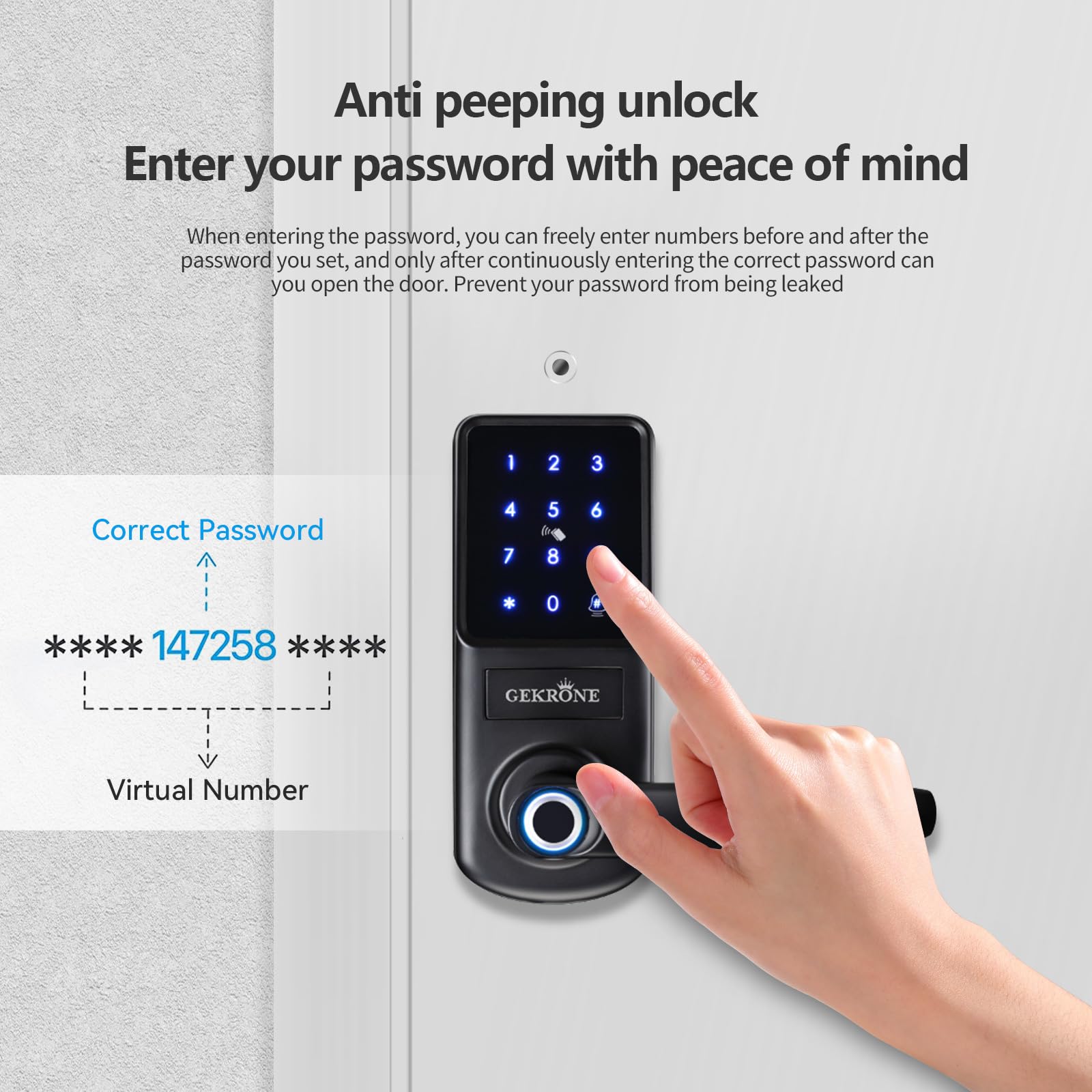 Serratura intelligente delle impronte digitali con maniglia a leva, tastiera touchscreen Keyless Entry manopola della porta anteriore, controllo APP Set di chiavistello elettronico biometrico