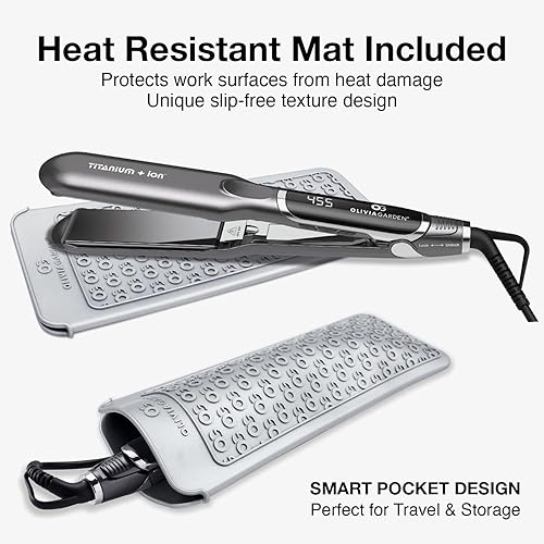 Miniatura 9 de Olivia Garden Titanio  Ion - Plancha plana profesional de titanio de alto rendimiento de 1 pulgada con alfombrilla de calor resistente al calor