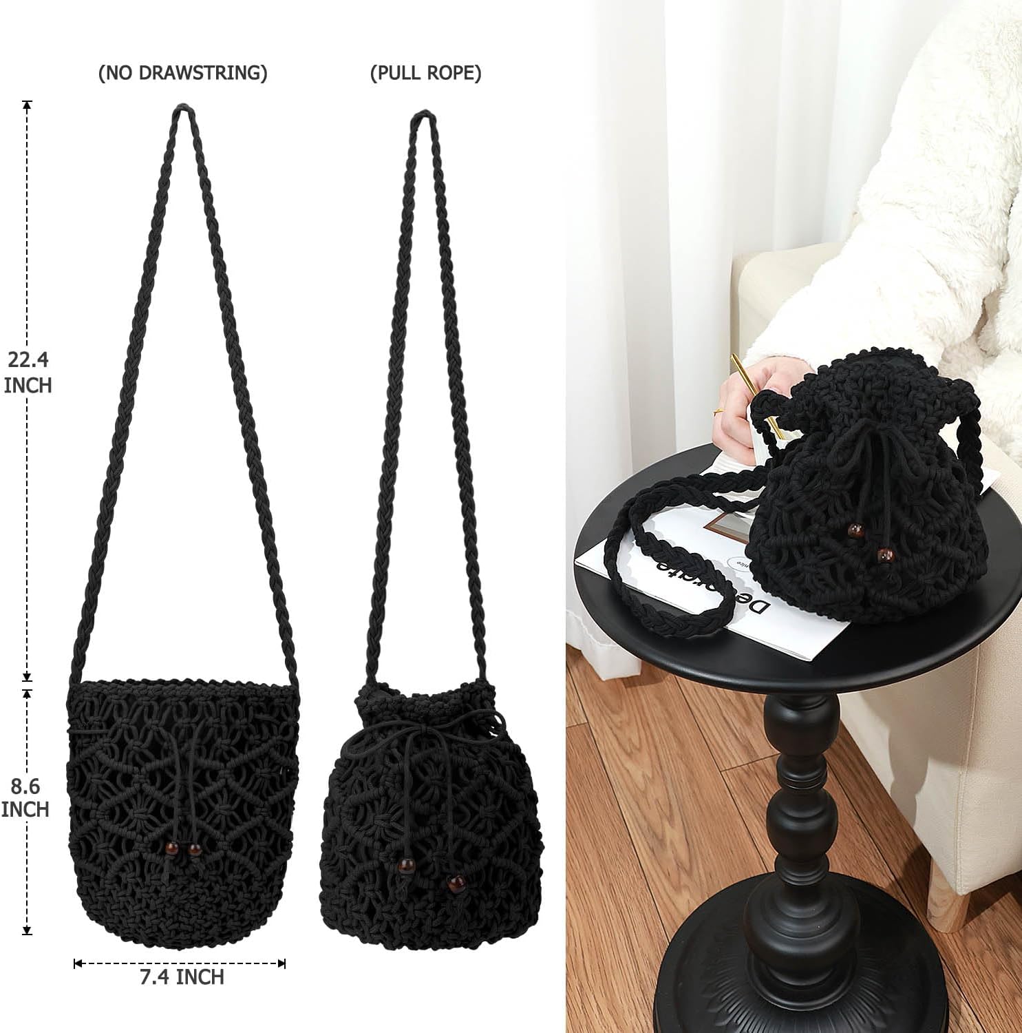 Straw Handbags Purses Crossbody Pocketbook Bag Casual Woven Beach Bags Summer Hobo Hippie Chic Tote Bags with Chain - Image 6