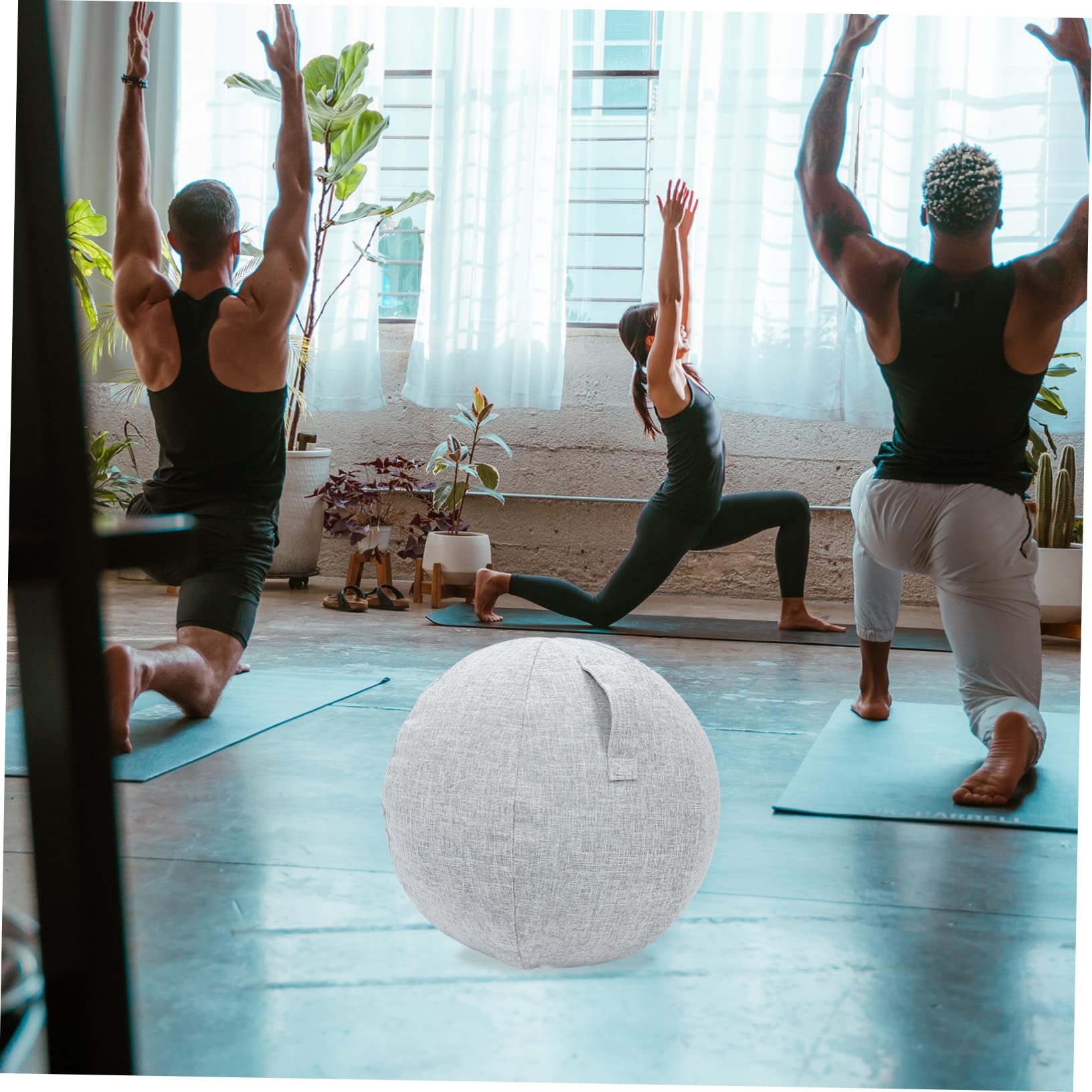 ibasenice Portable Yoga Ball Cover Slip Sleeve for Fitness Accessories Durable Cotton Linen Protector for Stability Exercise Balls for Home Office Gym Use