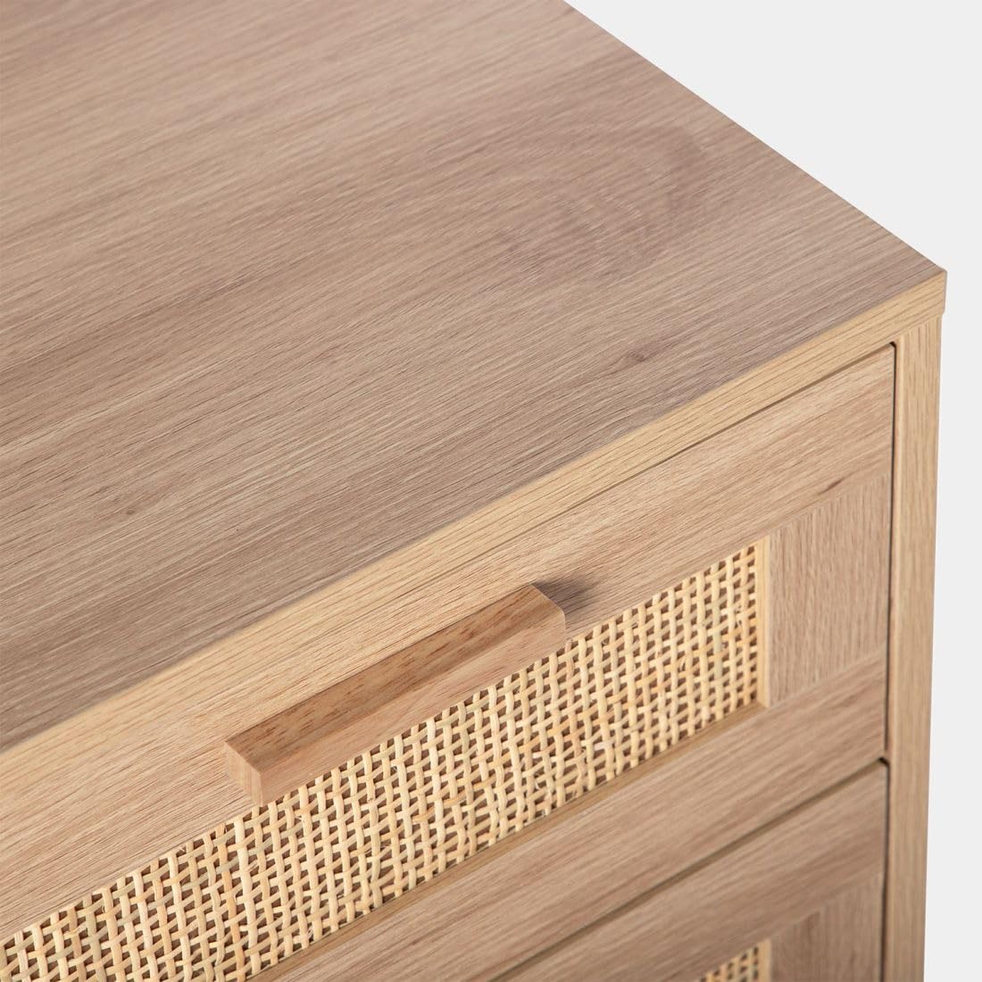 KLAST Lot de 2 Tables de Chevet en Rattan Naturel Tahiti avec 2 Grands Tiroirs de Rangement, Parfaites pour Une Chambre Chaleureuse et Conviviale