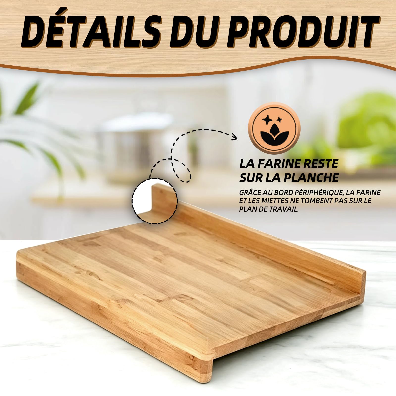 Planche à pâtisserie en bois 70x50 cm