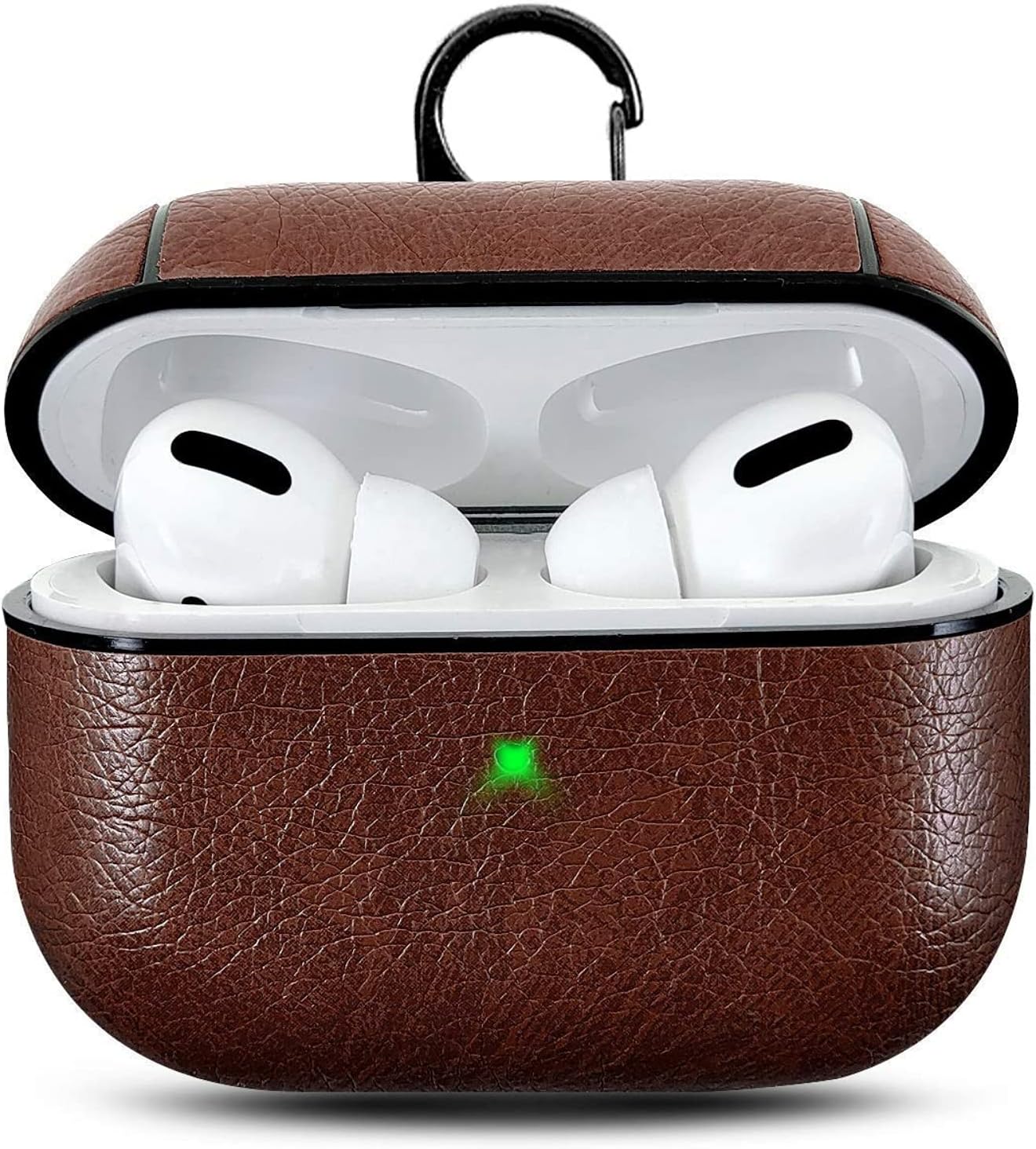 mStick Airpods Pro Leather Protective Cover Compatible with Airpod Pro Case Leather Airpods Pro Protective Case Cover with Keychain for Apple Airpods pro- DEEP Brown
