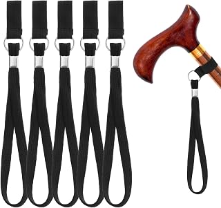 5-Pack Black Elastic Cane Wrist Straps