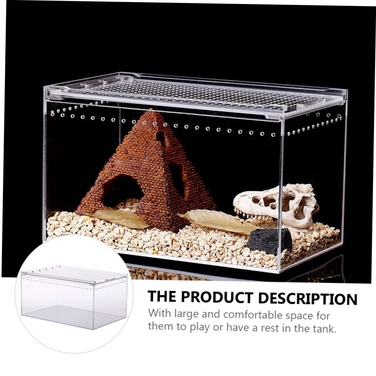 Caja de Cría Transparente Acrílica a Prueba de Fugas para Reptiles | Diseño Antiescape, Alimentación de Agua y Comida, Apta para Serpientes y Cangrejos Ermitaños