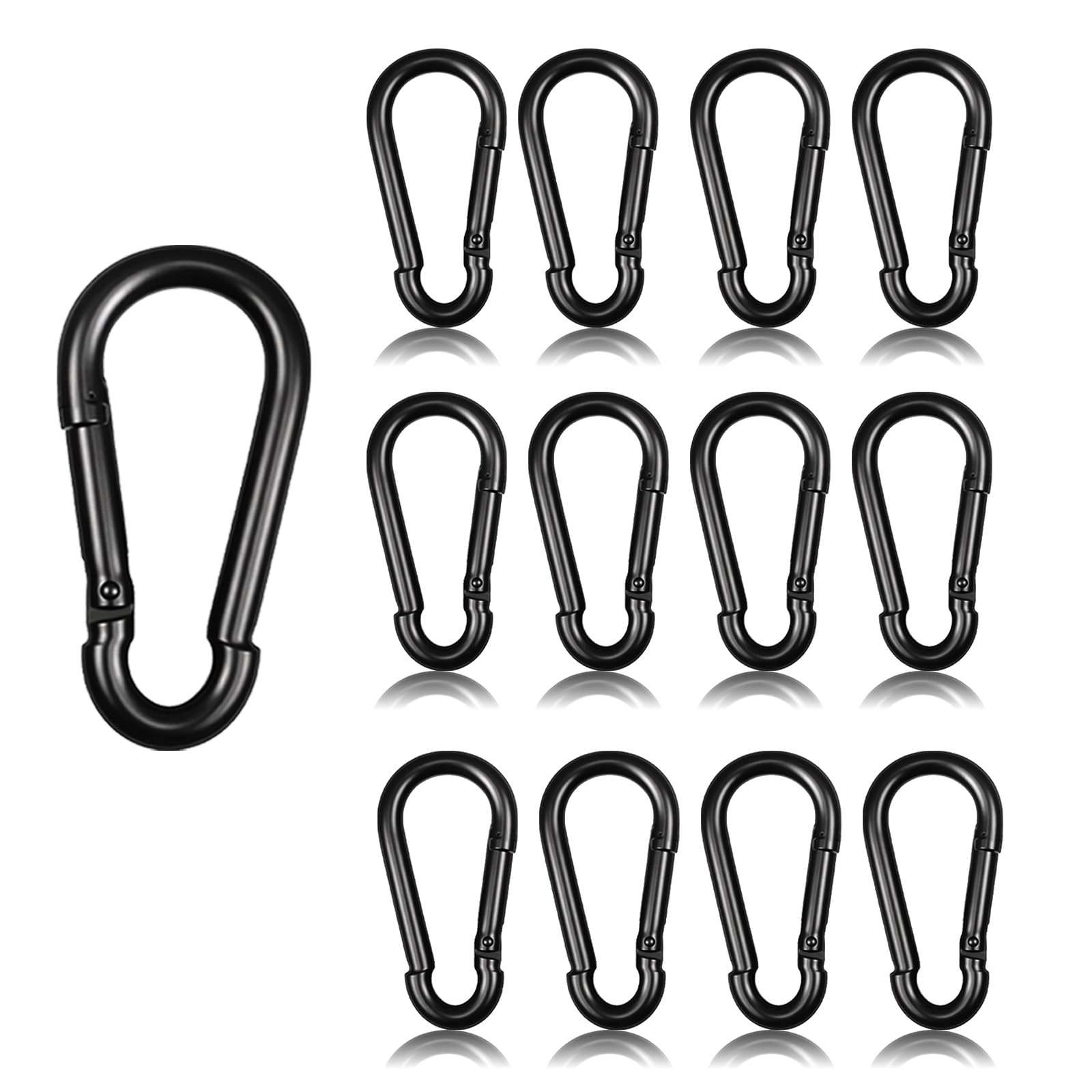 XHMAXE M5 Carabiner Clips 20 Pack 2 Inch Black Heavy-Duty Snap Hooks