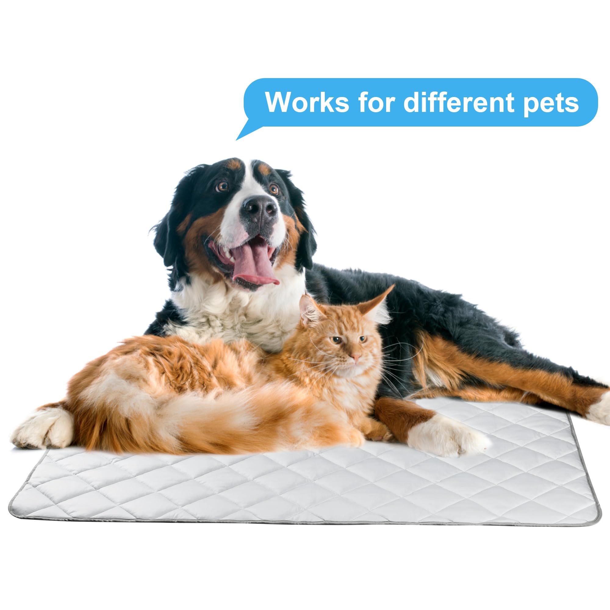 Alfombrilla de refrigeración para perros, gatos, mascotas, lavable, para verano, para perrera, manta de hielo fresca para interiores y exteriores, artículos esenciales de playa, color gris claro,