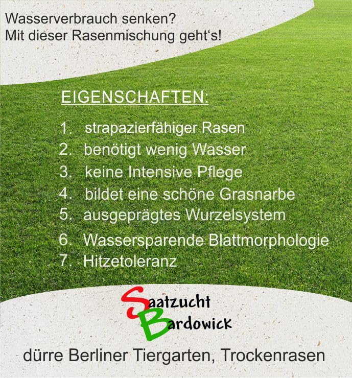 1-30 Kg Rasensamen Berliner Tiergarten Gebrauchsrasen - für trockene Standorte - Qualität zum fairen Preis (25 kg)