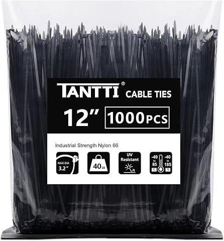 Zip Ties 12 inch, Black Zip Ties 1000 pack, 40lb, Cable T...