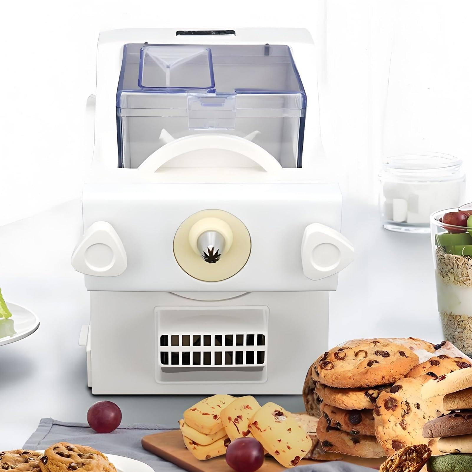 GSHSHOU Biscuit Form Maker,Automatic Cookies Making Machine,50-60rpm/min Speed,180W Biscuit Maker incl 8 Different Nozzles and 6 Types of Biscuit Molds,for DIY Baking Biscuit