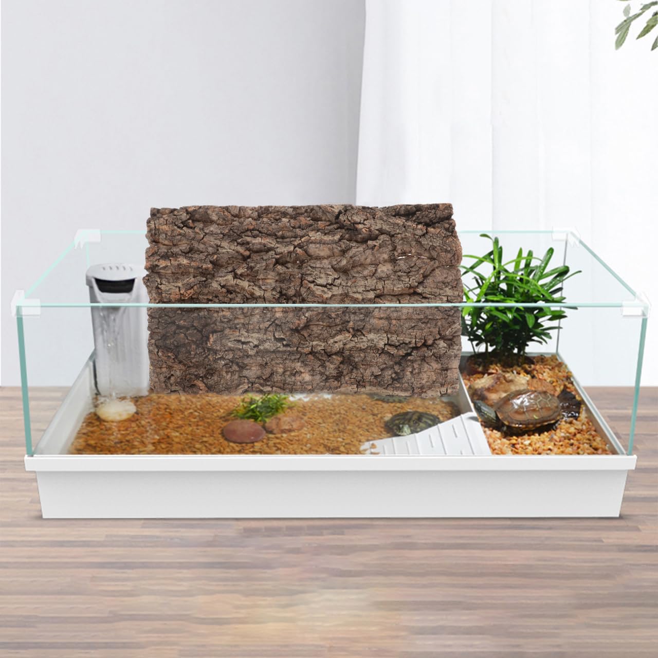 BESPORTBLE Dekoracyjna deska z kory, schowek rybny, do akwarium, gadów, tło z korka, terrarium, płytki korkowe, płytki podłogowe, z korka, wspinaczka, gekon, drewno, kawa