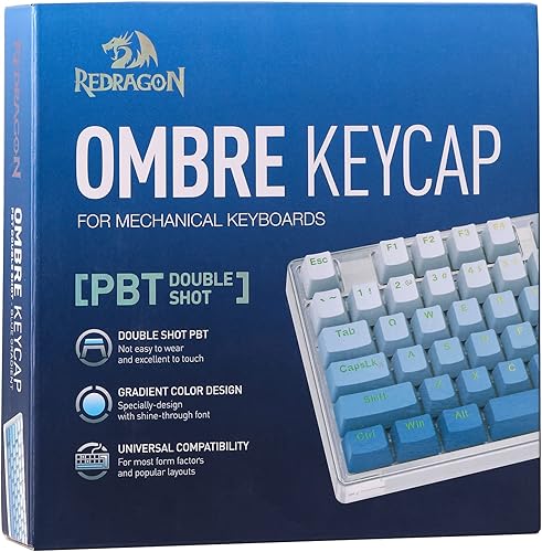 Redragon A134 - Teclas azules degradadas de color degradado 104 teclas juego de teclas PBT estándar de doble caliente perfil OEMcereza diseño ANSI