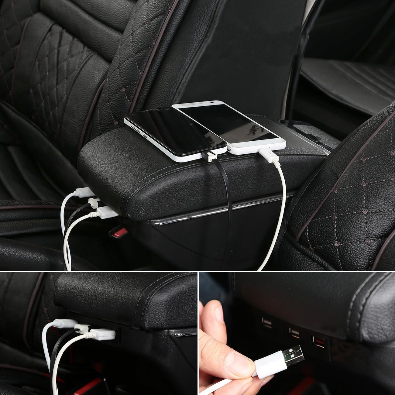 Bracciolo per Fiat 500X, Bracciolo Console Centrale Poggiabraccio Braccio Portaoggetti Doppio Spazio di Archiviazione.
