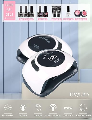 Miniatura 4 de Btiztlla Kit de esmalte de uñas de gel con luz UV de 120 W, 12 colores morado, azul, gris, juego de esmalte de uñas de gel UV LED, lámpara de uñas