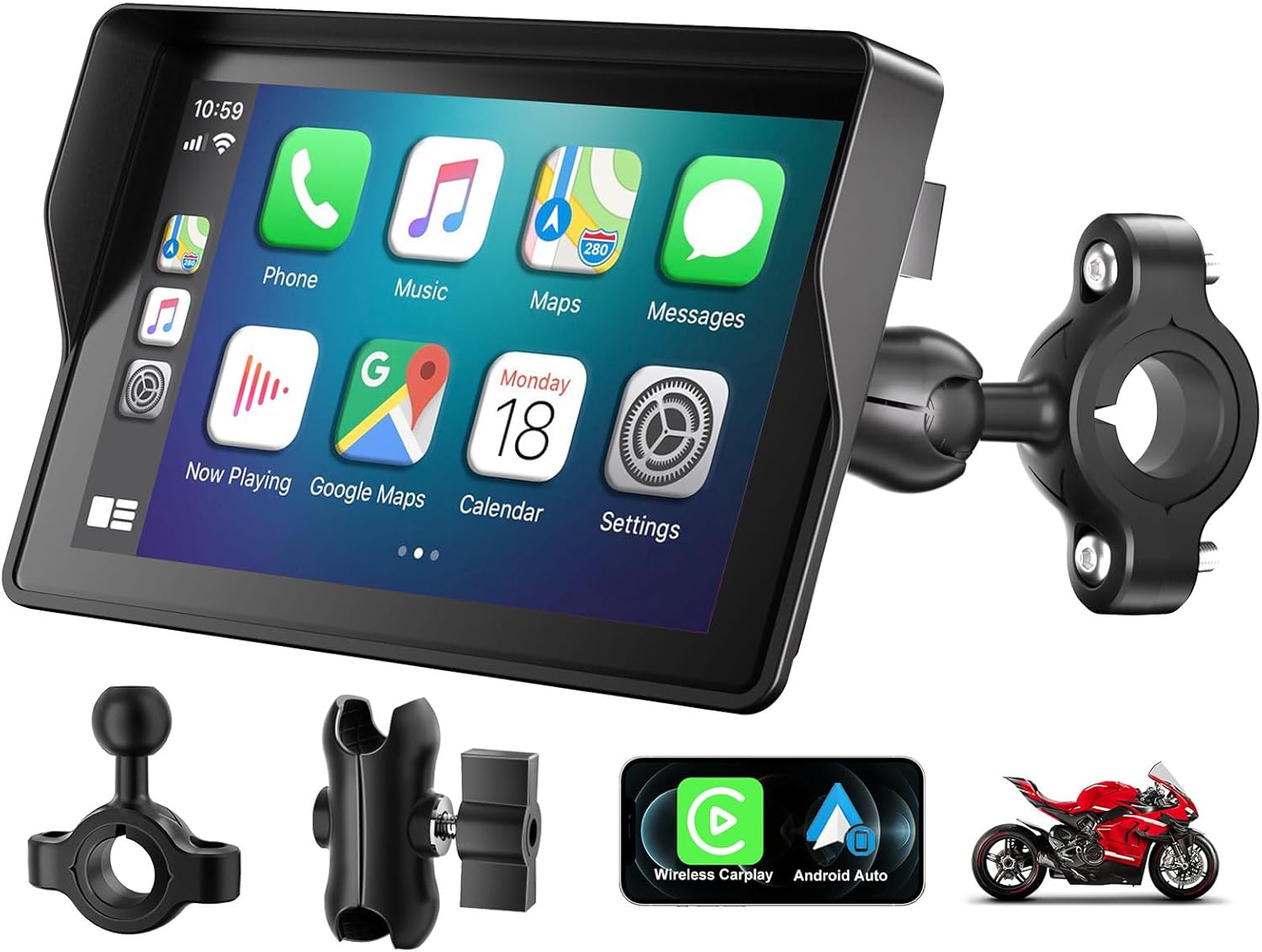 5 Inch Motorcycle Carplay GPS Navigation...