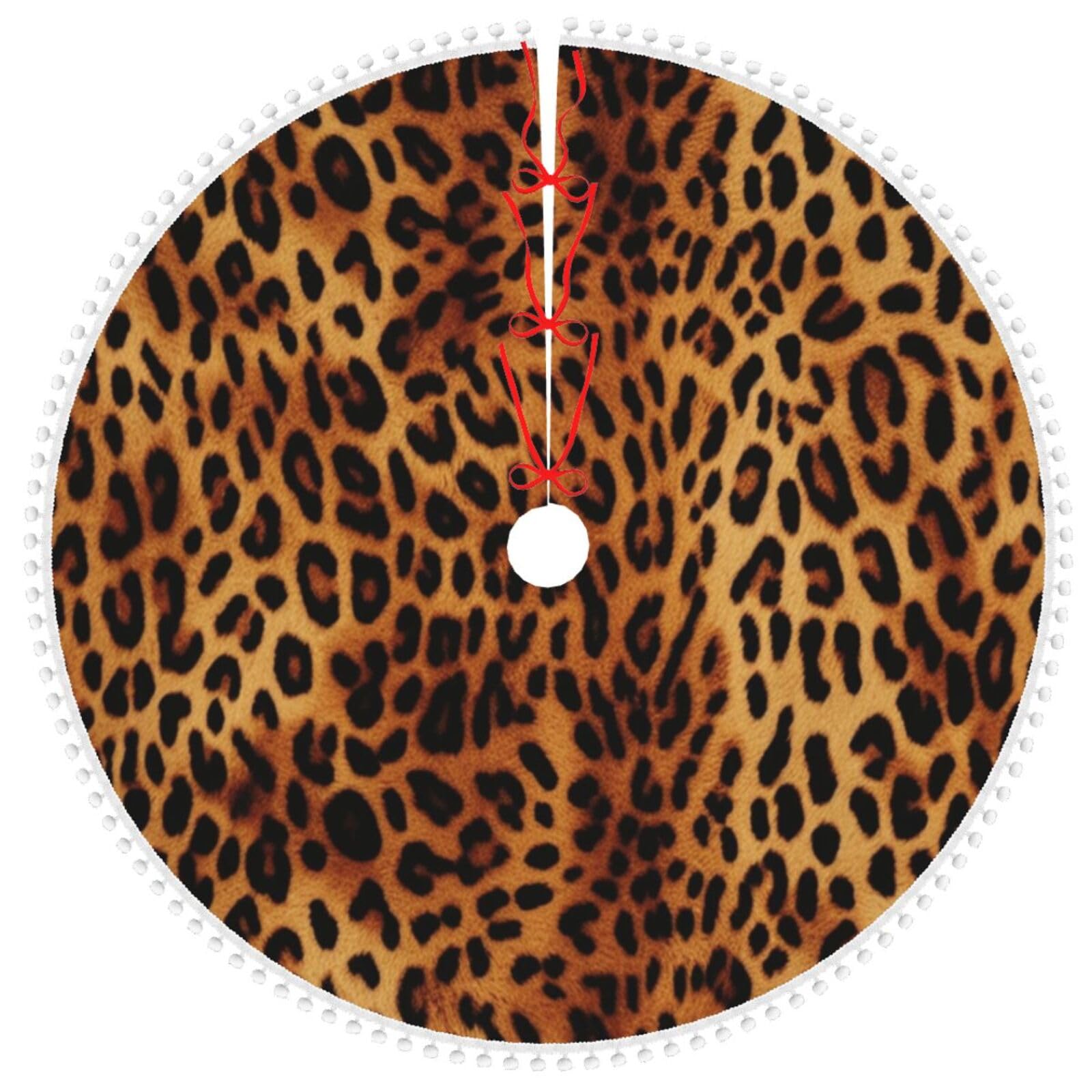 Jupe de sapin de Noël léopard double couche haut de gamme de 122 cm