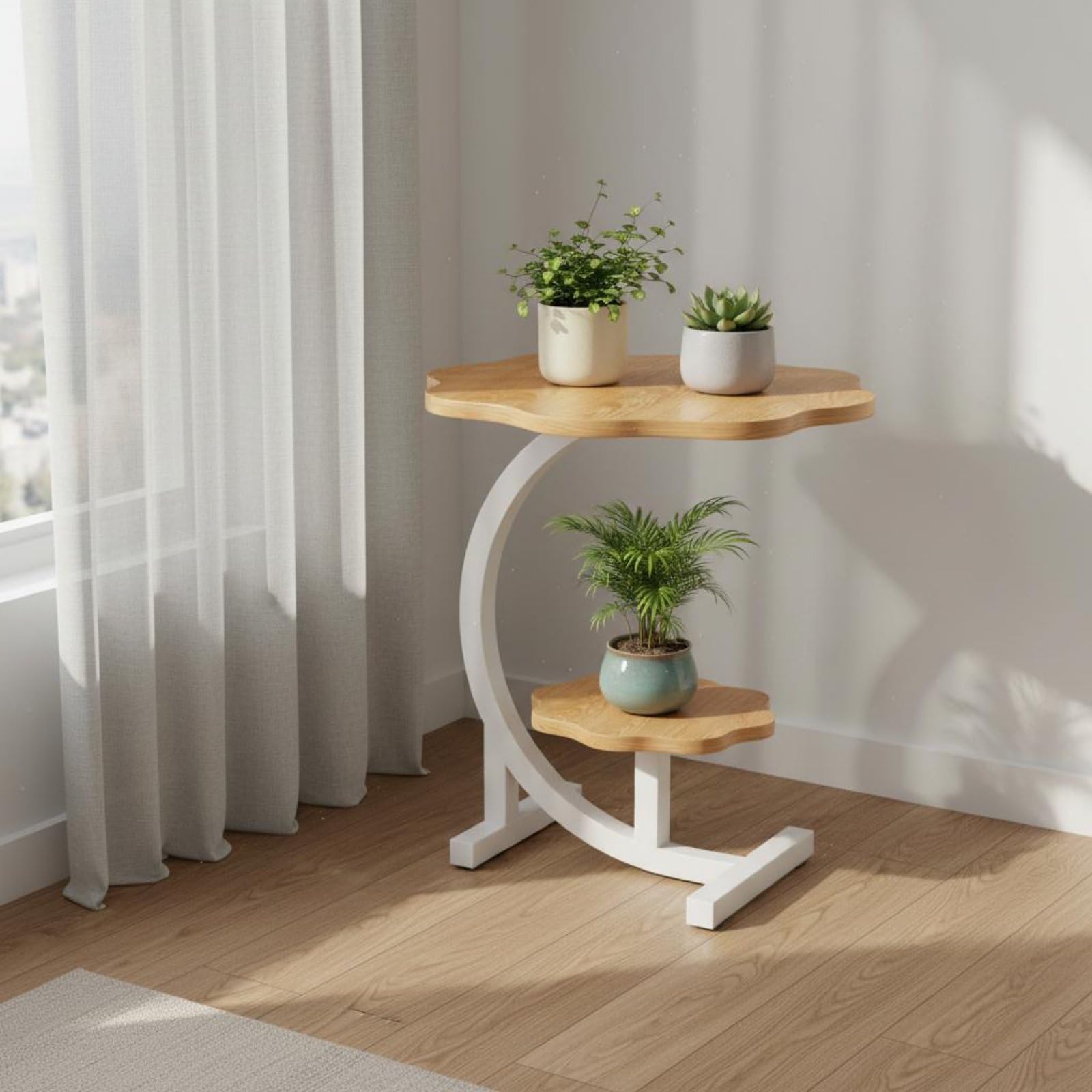 Étagère à Plantes sur Luxueux Étagère à Fleurs sur Pied Anti-Rouille Porte-Plantes Vertical En Métal pour Fleuristes, Balcon, Terrasse , Blanc , Blanc Ivoire