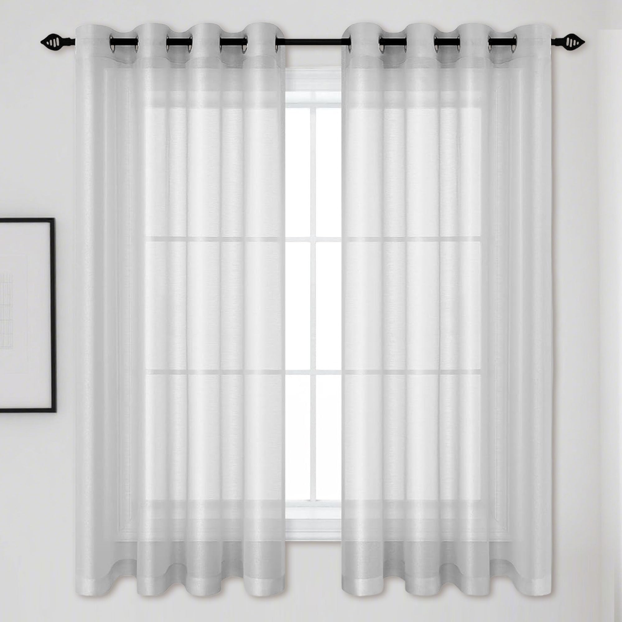 Voile Tenda 200 x 270 cm Semi Trasparente Moderne Tende Eleganti per Camera da Letto Cucina Cameretta Bambini Soggiorno, Grigio Chiaro