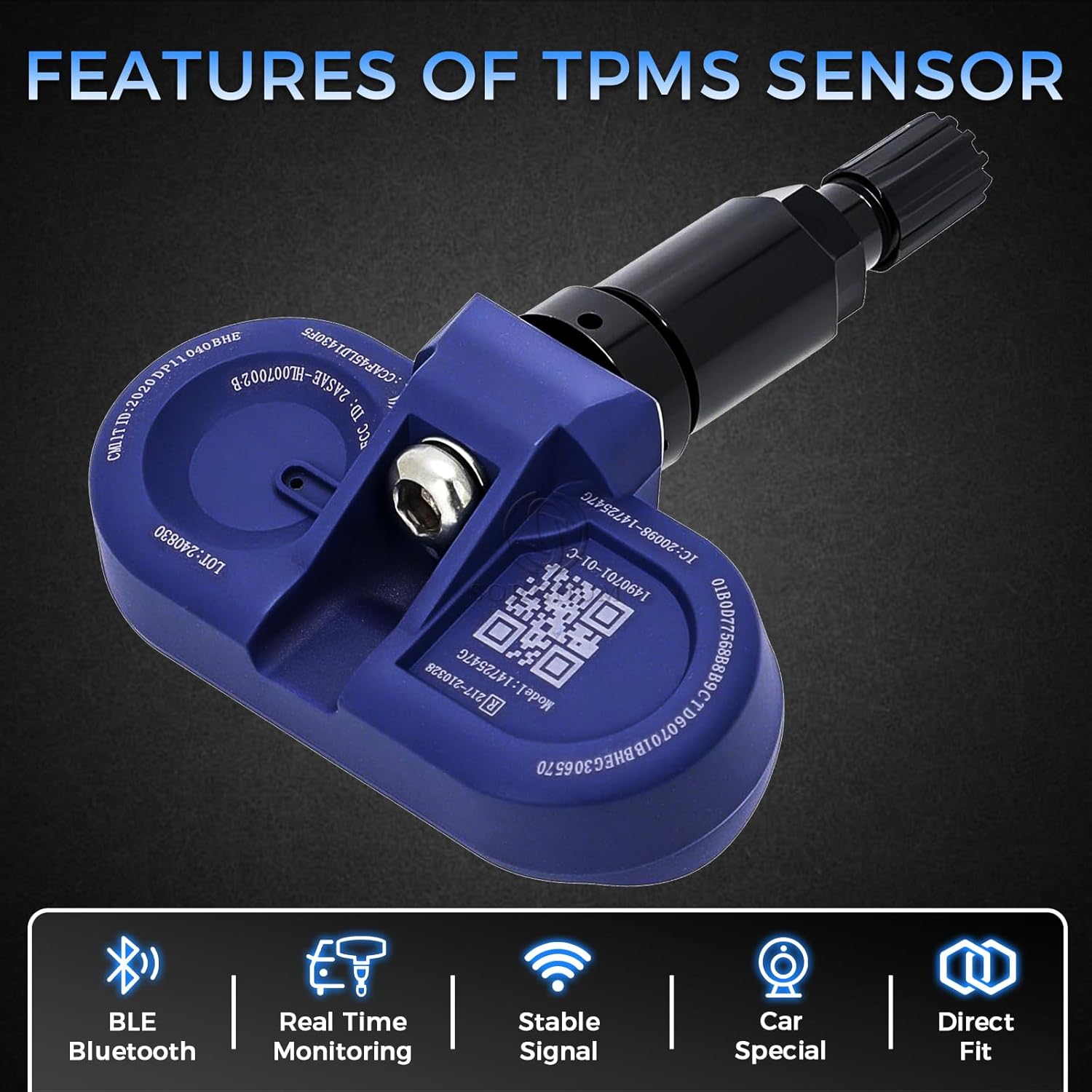 Sorghum Tire Pressure Monitoring System - BLE TPMS Sensors Set of 4 Tire Pressure Sensor Compatible with Tesla 3 Y S X 2021 2022 2023 2024 2025 Replace# 1490701-00-B 1490701-01-B