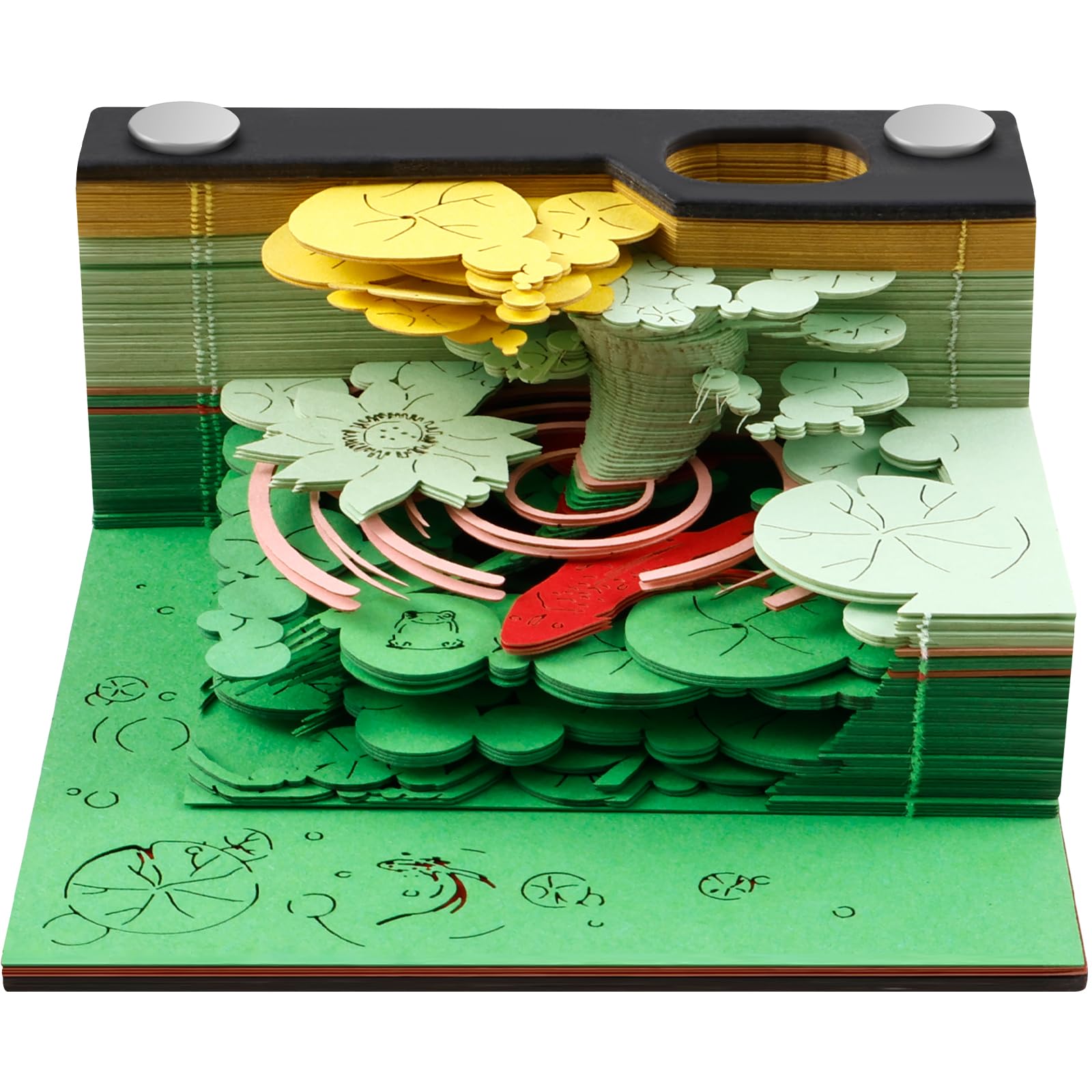 3D Memo Pad, 3D Good Luck Koi Note Pad, Tear-Away 3D Art Note Pad DIY 3D Memo Pad, Paper Carving Art Creative DIY Notes with Pen Holder for Home