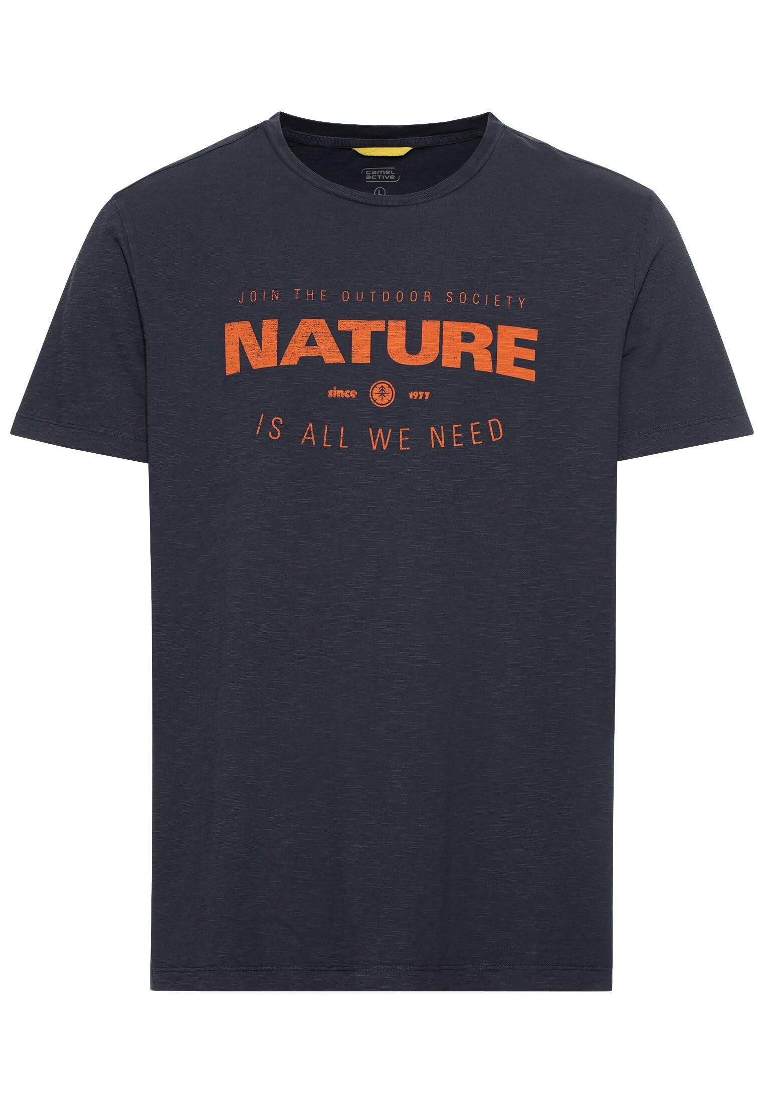 camel active Men's T-Shirt with Print Made from Sustainable Organic Cotton