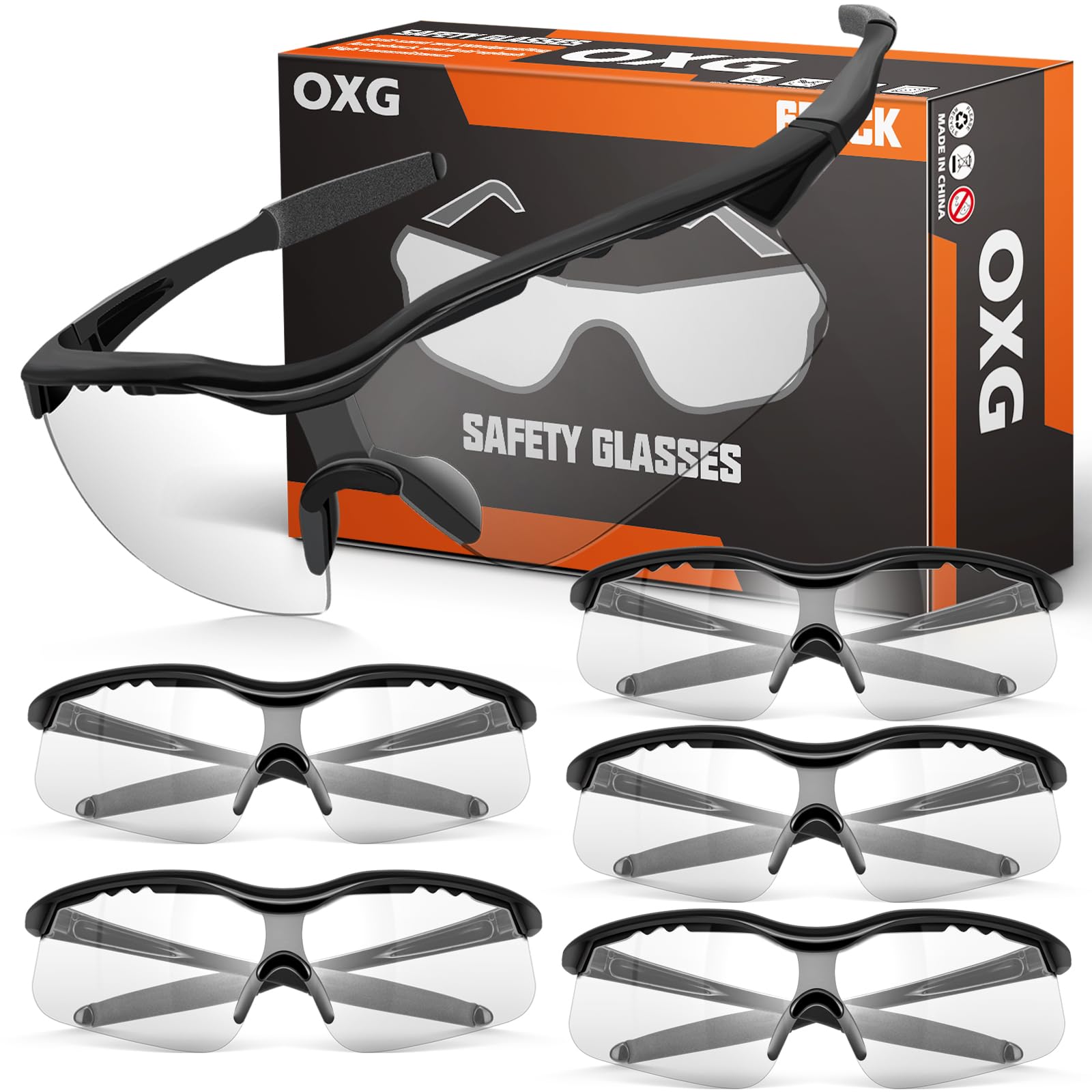 OXG 6 Pack Tinted Safety Glasses