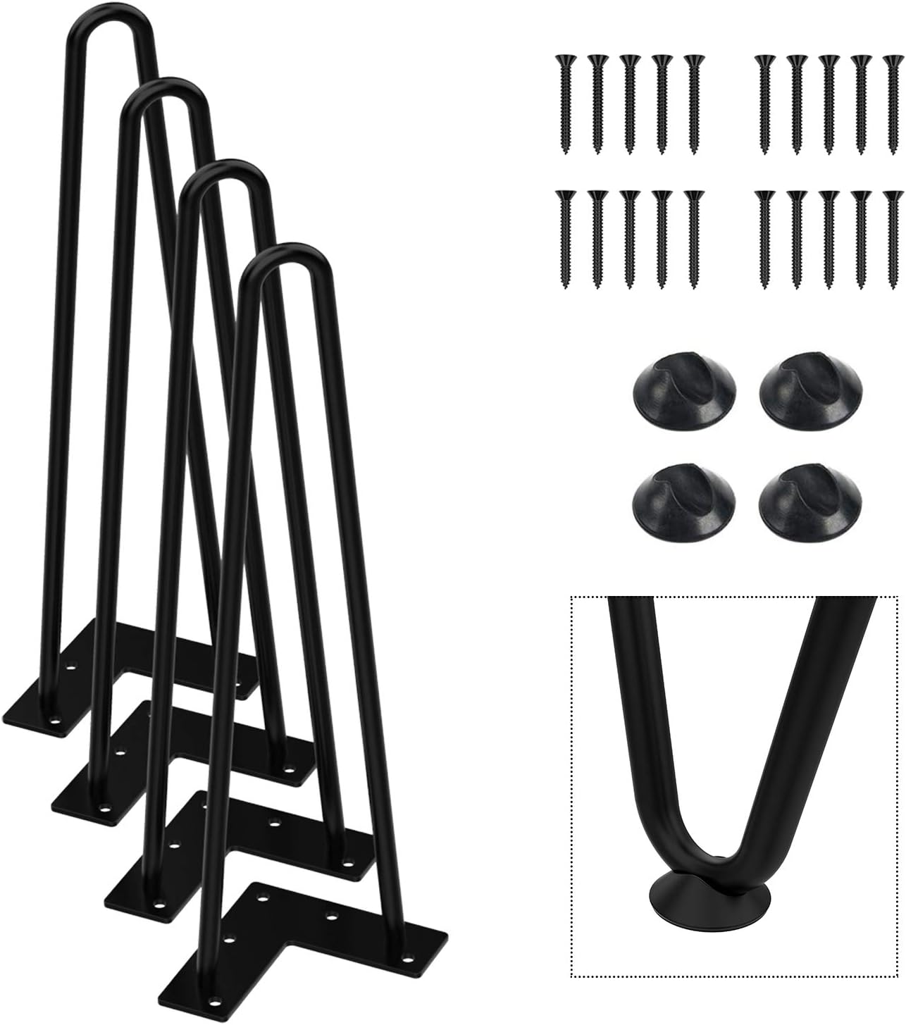 Orgerphy 14” Black Hairpin Furniture Legs(4PCS) Heavy