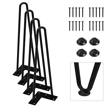 Orgerphy 14 Inch Black Heavy Duty Fork Coffee Table Legs | 3/8