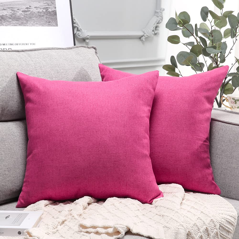 OTOSTAR Lot de 2 housses de coussin imperméables pour extérieur, 50 x 50 cm, housses de coussin carrées pour décoration de jardin, pour canapé, tente, banc, décoration d'intérieur (rose vif)