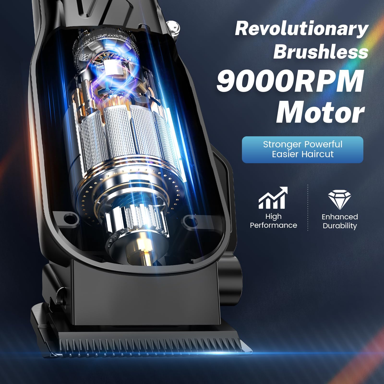 Cortadora de pelo de peluquería [sin escobillas de 9000 RPM e inalámbricas] para hombres, juego de cortaúñas y recortadoras profesionales con soporte de carga USB-C, kit de corte de 2