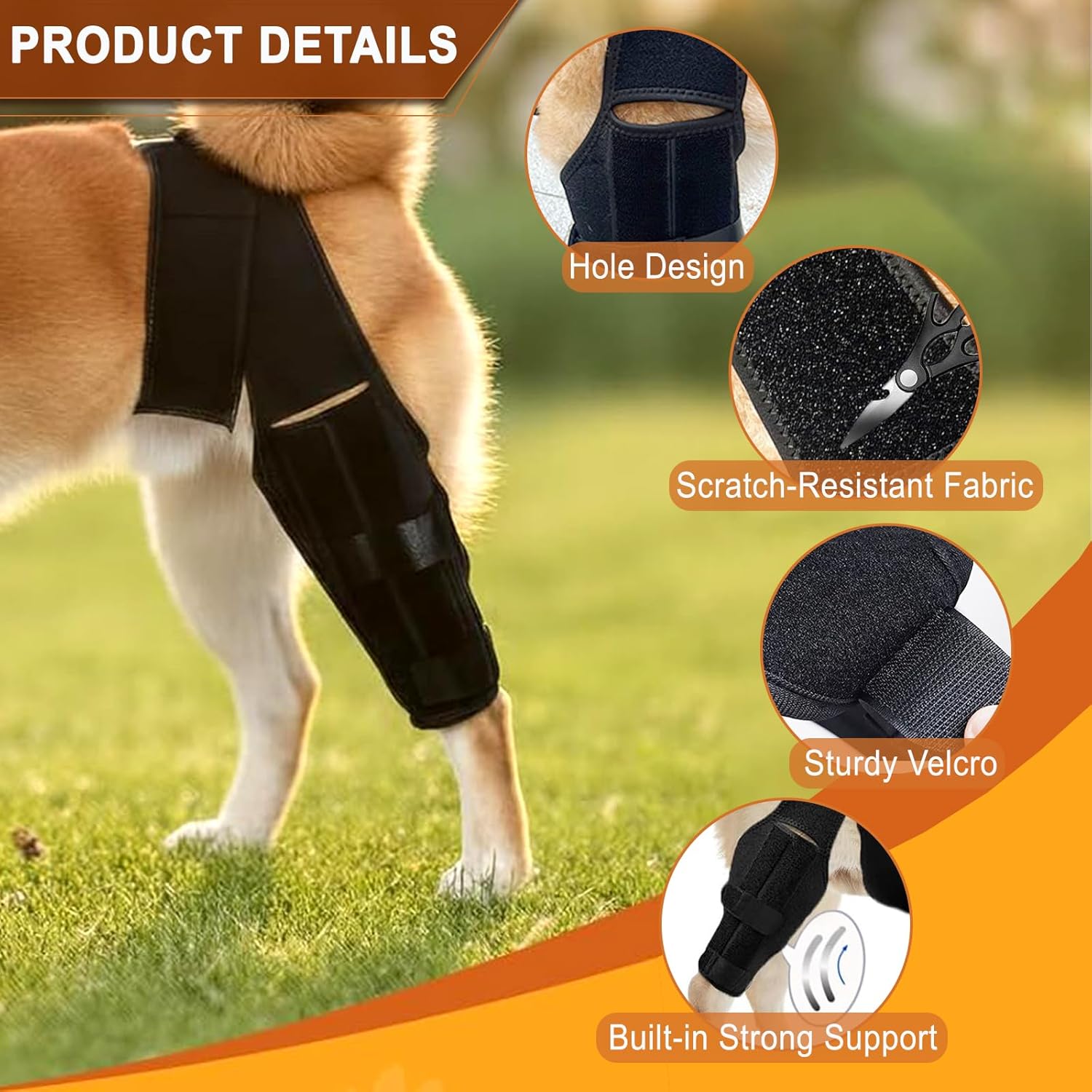 Dog Knee Brace for Torn ACL Hind Leg, Front Back Leg Support with Side Stabilizers Vet-Recommended Dog Joint Protection Arthritis Pain Relief Recovery Brace for Small Medium Large Dogs