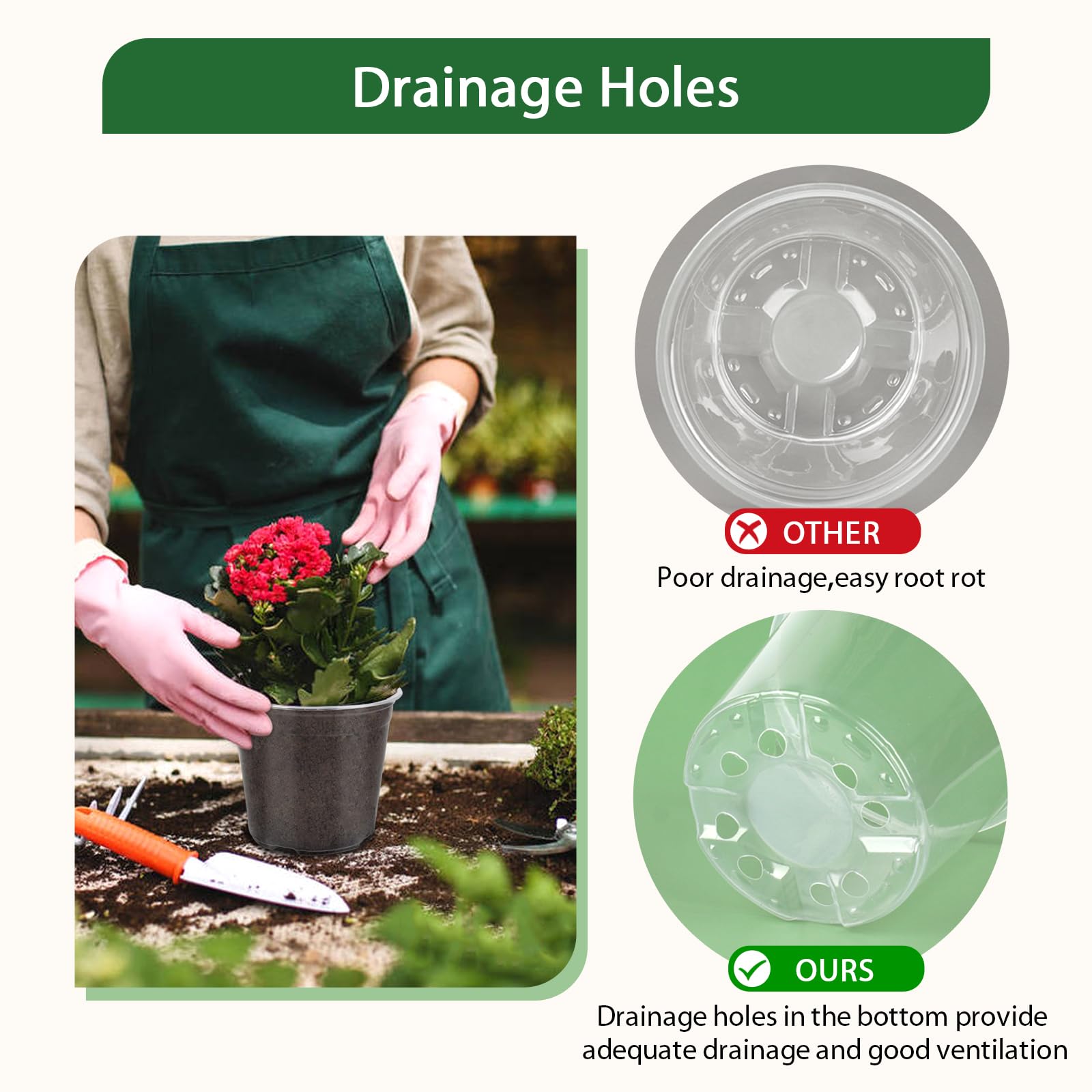 RAOOKIF 24 Stück Flexible Pflanzentöpfe Transparent – Langlebig Mit Drainageloch Für Garten, Blumen & Sämlinge