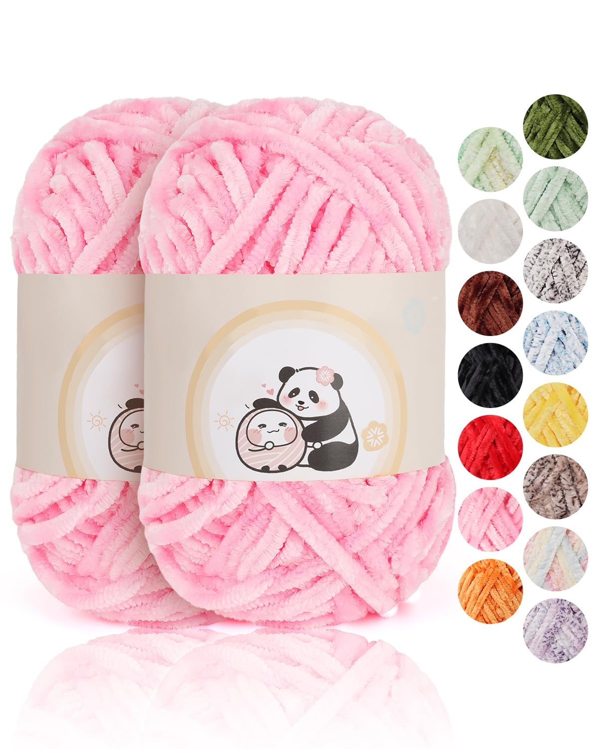 Aeelike Chenille Wolle, 2 x 100 g, Superweichem Häkelgarn für Handweben, Hellrosa