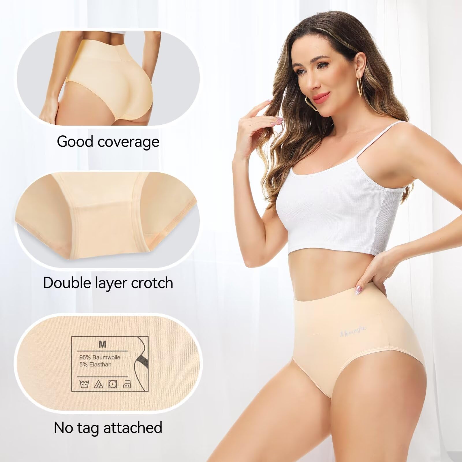 Momoshe Mutande Donna Cotone Vita Alta Pacco da 5 Slip Traspirante Culotte Comode Elasticizzato Intimo
