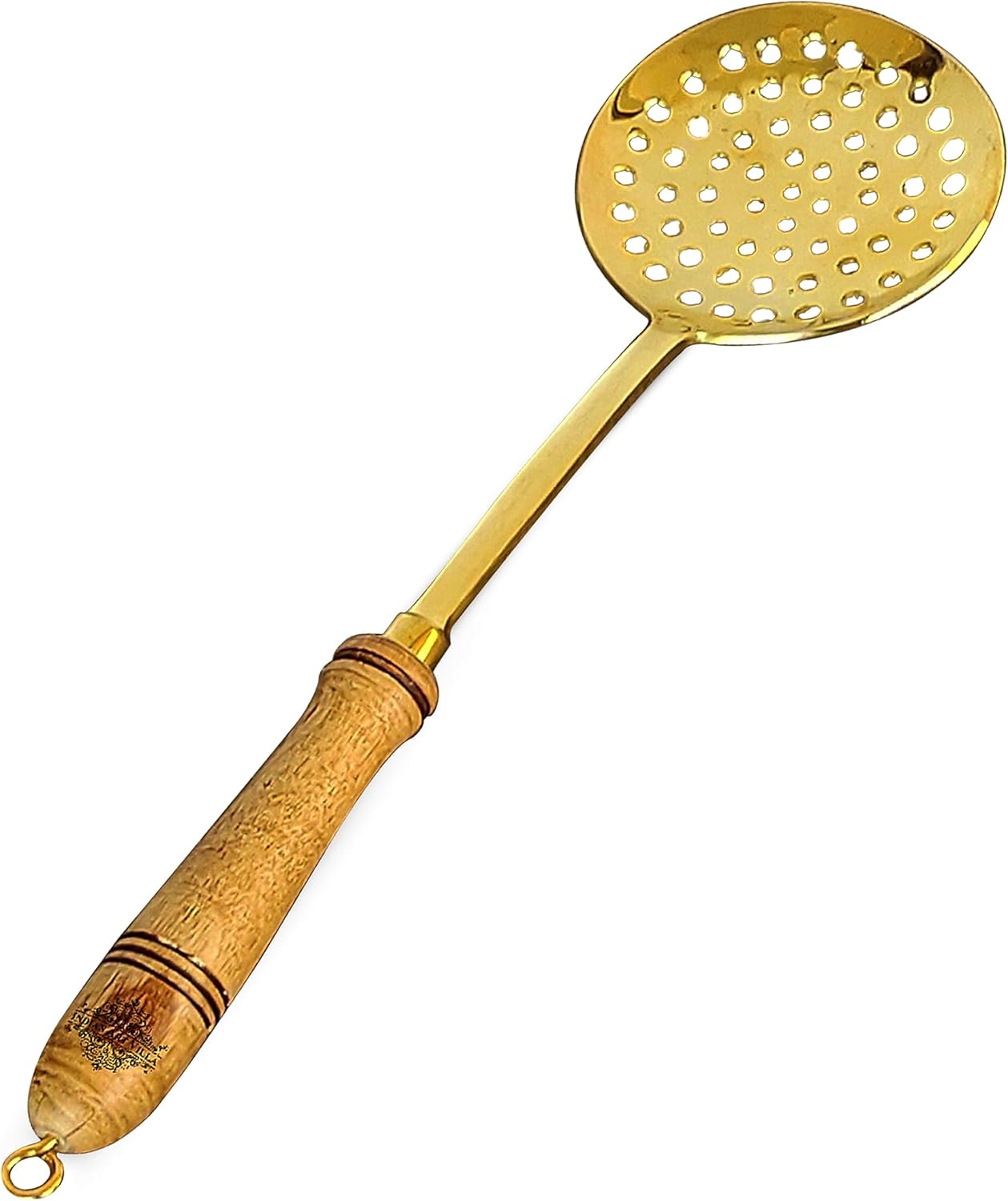 Indian Art Villa Pure Brass Rice Serving Spoon With Wooden Handle, Tableware & Serveware, Length- 13.9 Inches