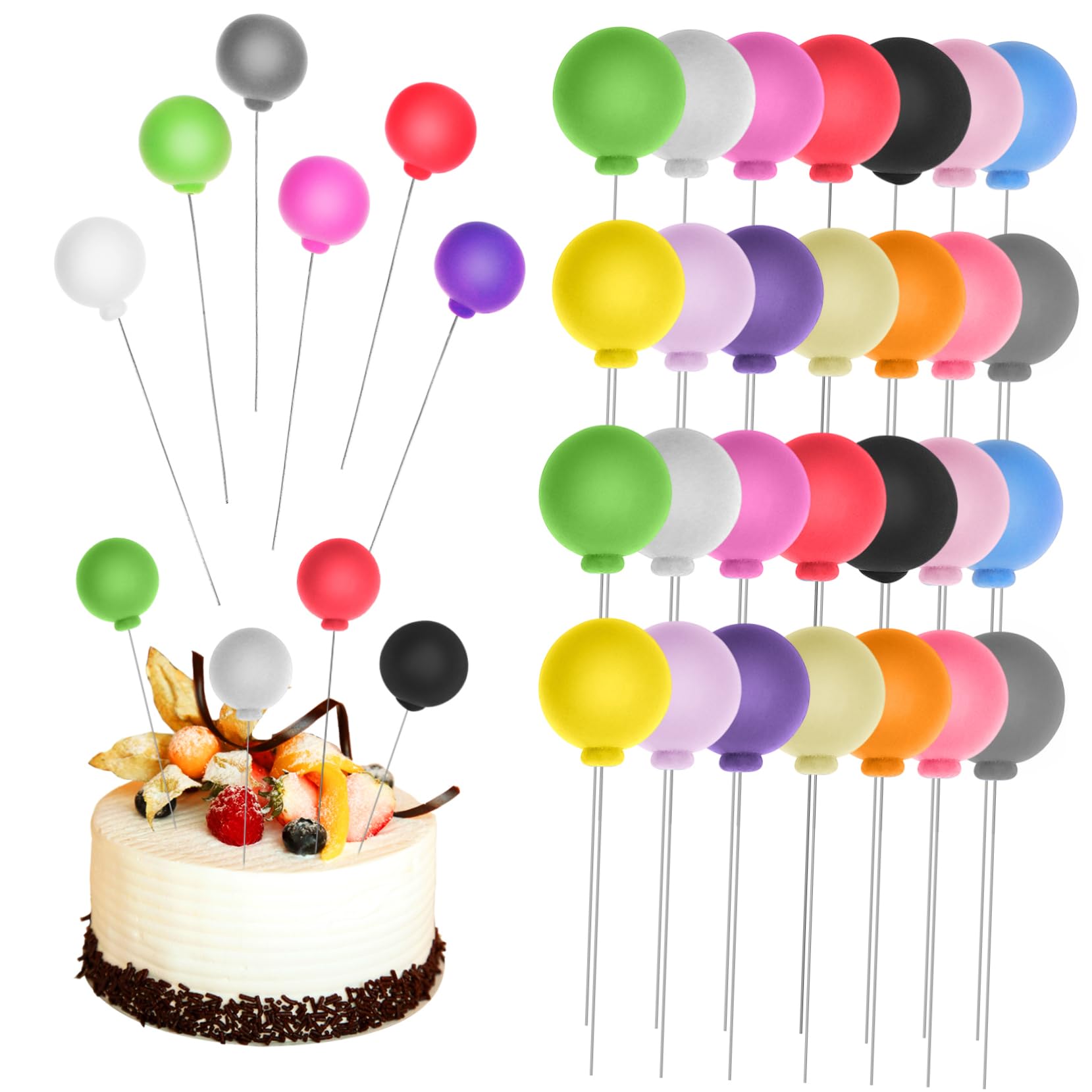 Toddmomy 30pièces Boules de Mousse Colorées Mini-Ballons pour Décorer Petits Gâteaux Anniversaire Mariage Fête