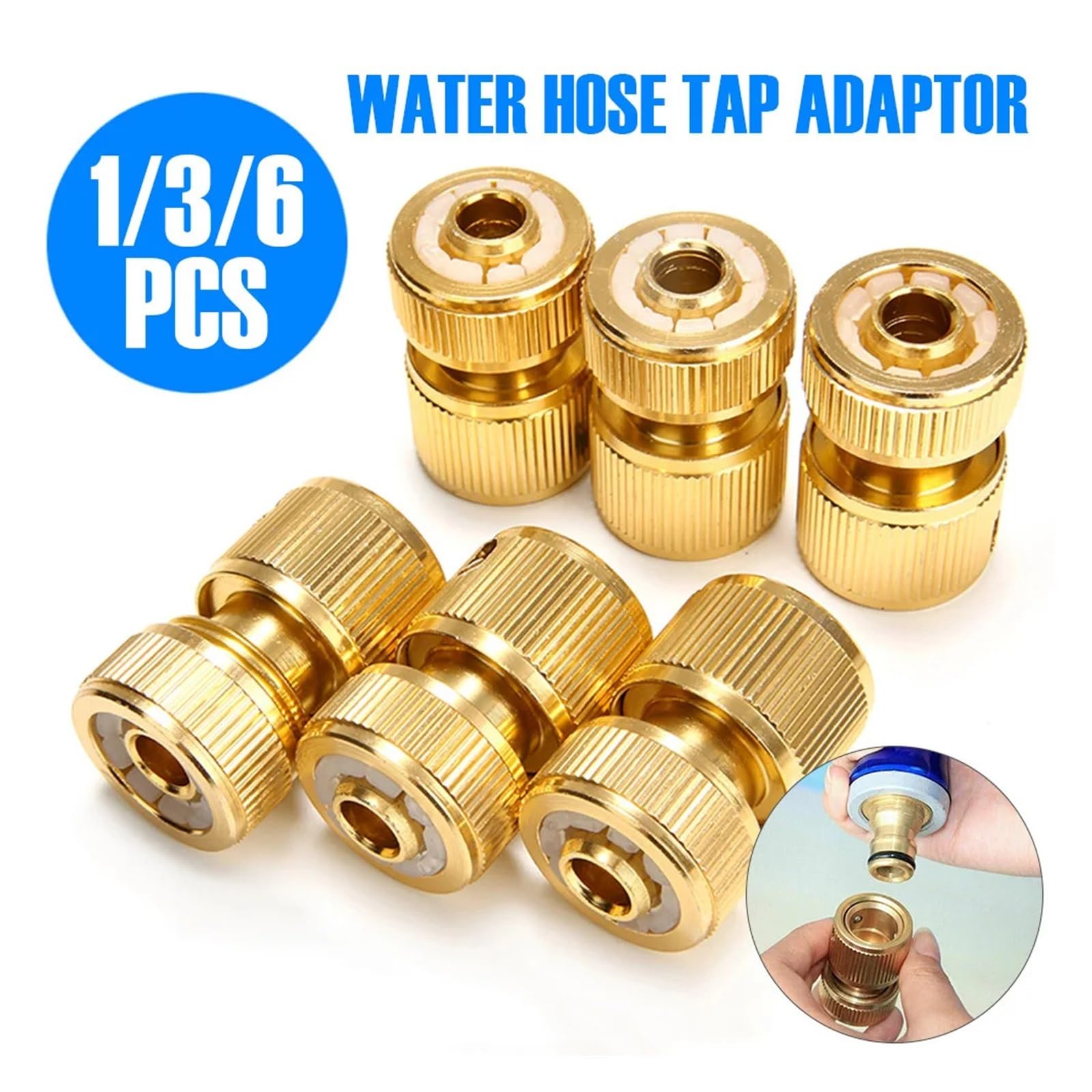 Adaptador de manguera recubierto de latón, conector giratorio de conexión rápida de 1/2 ", acoplamiento de jardín for riego, 1/3/6 Uds.