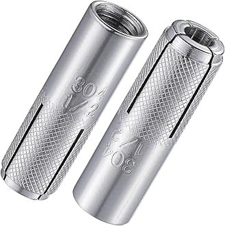 Wensilon(20 pcs) 1/2"-13 Premium Stainless Steel Drop in Anchors Assortment, Knurled Drop-in-Anchor for Solid Concrete, Internal Forced Expansion Screw Bolts
