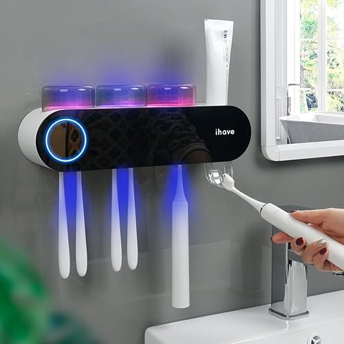 Miniatura 5 de iHave Porta cepillos de dientes para baños, desinfectante y soporte para cepillos de dientes UV, accesorios de baño inteligentes para el hogar, 3