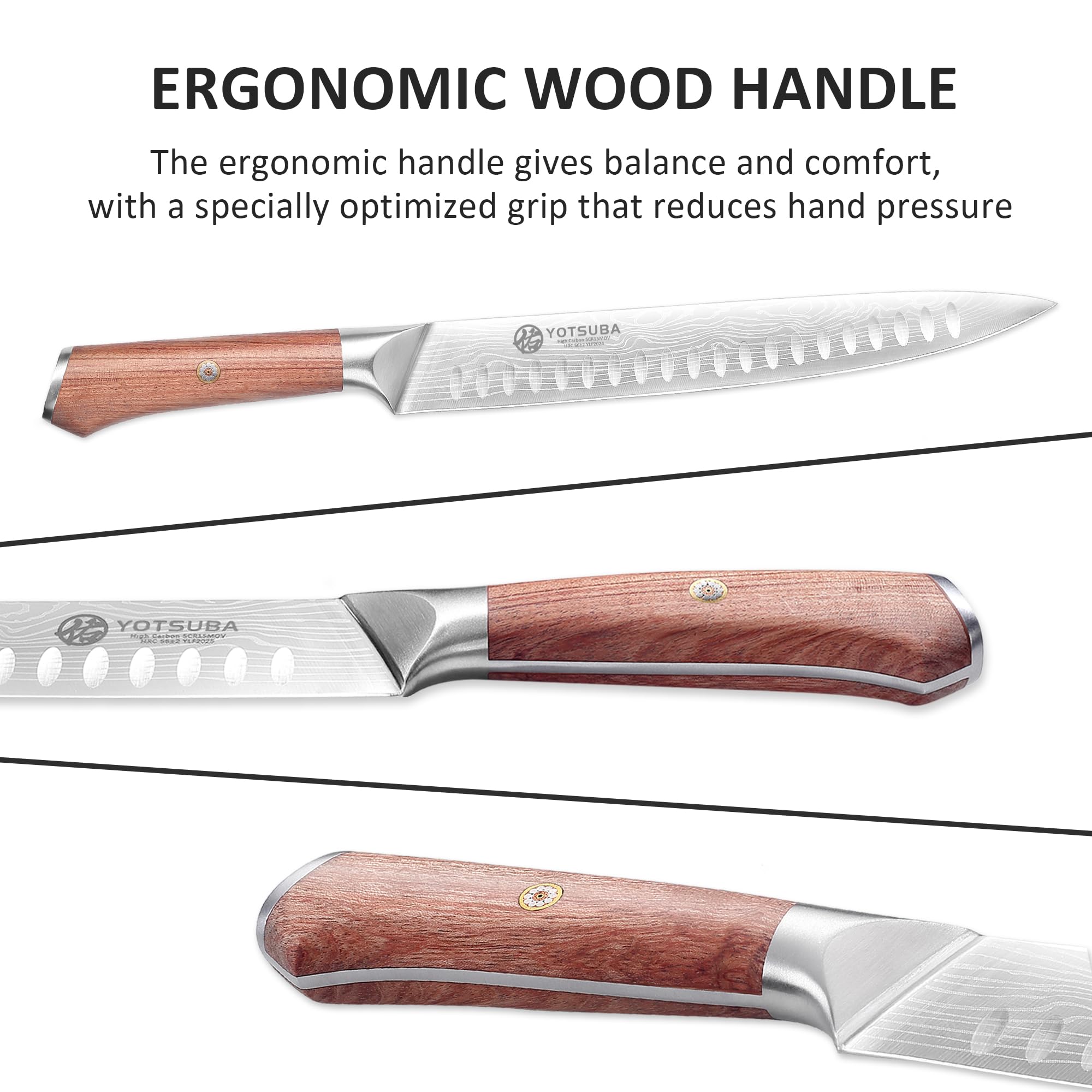 YOTSUBA 10 Inch Japanese Style Premium Natural Rosewood Carving Knife — Amazon image 3