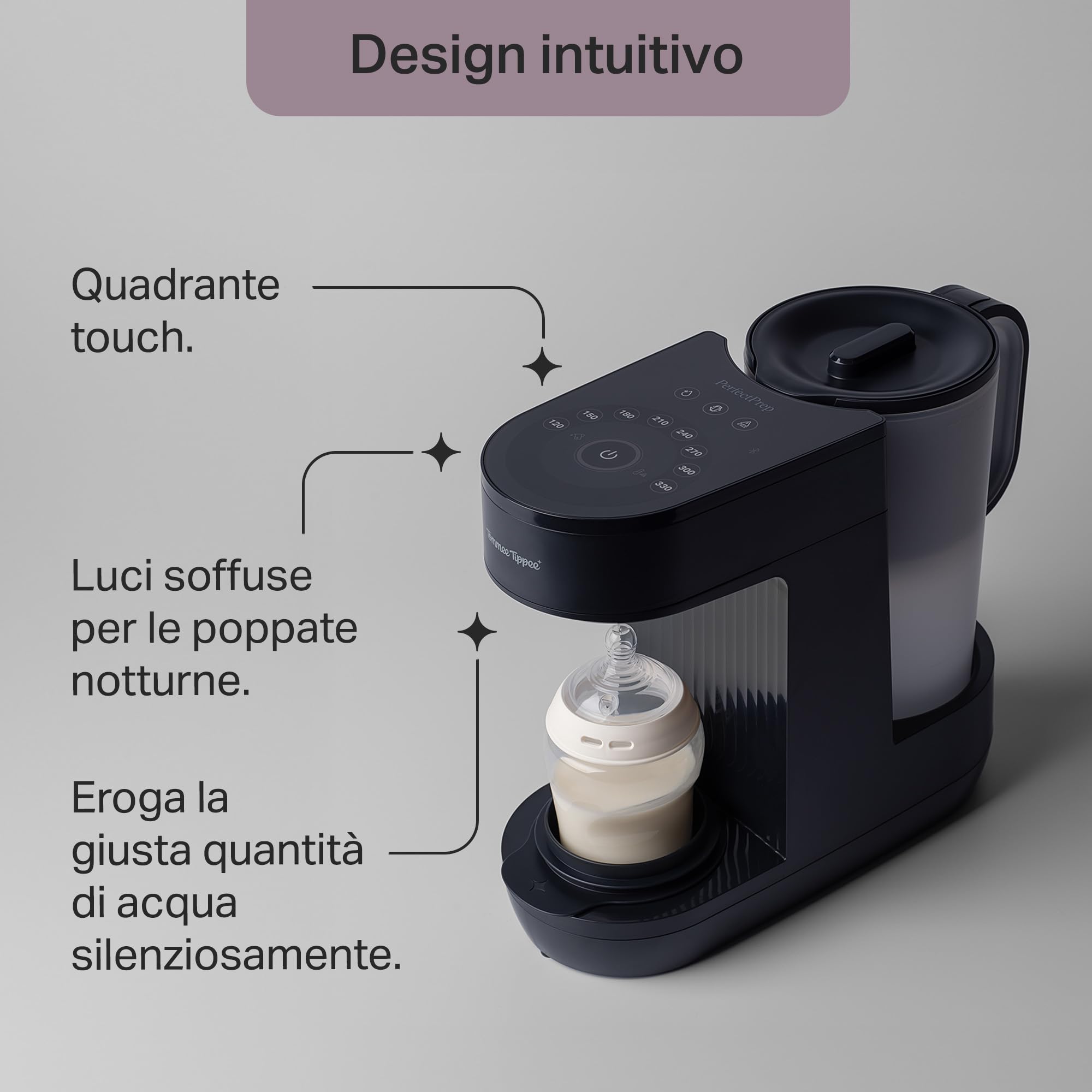 Tommee Tippee Perfect Prep, Preparatore Biberon, per il Biberon alla Temperatura Corporea in 90 Secondi*, Sia di Giorno Che di Notte, con Filtro Antibatterico e Supporto Tramite App