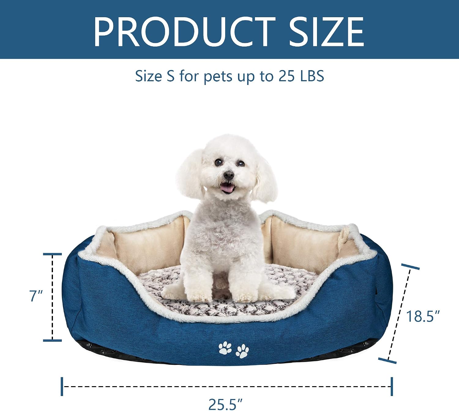 KROSER Deluxe 25.5"/33"/41"/48" Dog Bed with Reversible Pillow (Warm&Cool), Super Soft Sleeping Pet Bed, Machine Washable & Removable Covers, Non-Slip Waterproof Bottom Sofa Bed for Dogs 25-110LBS