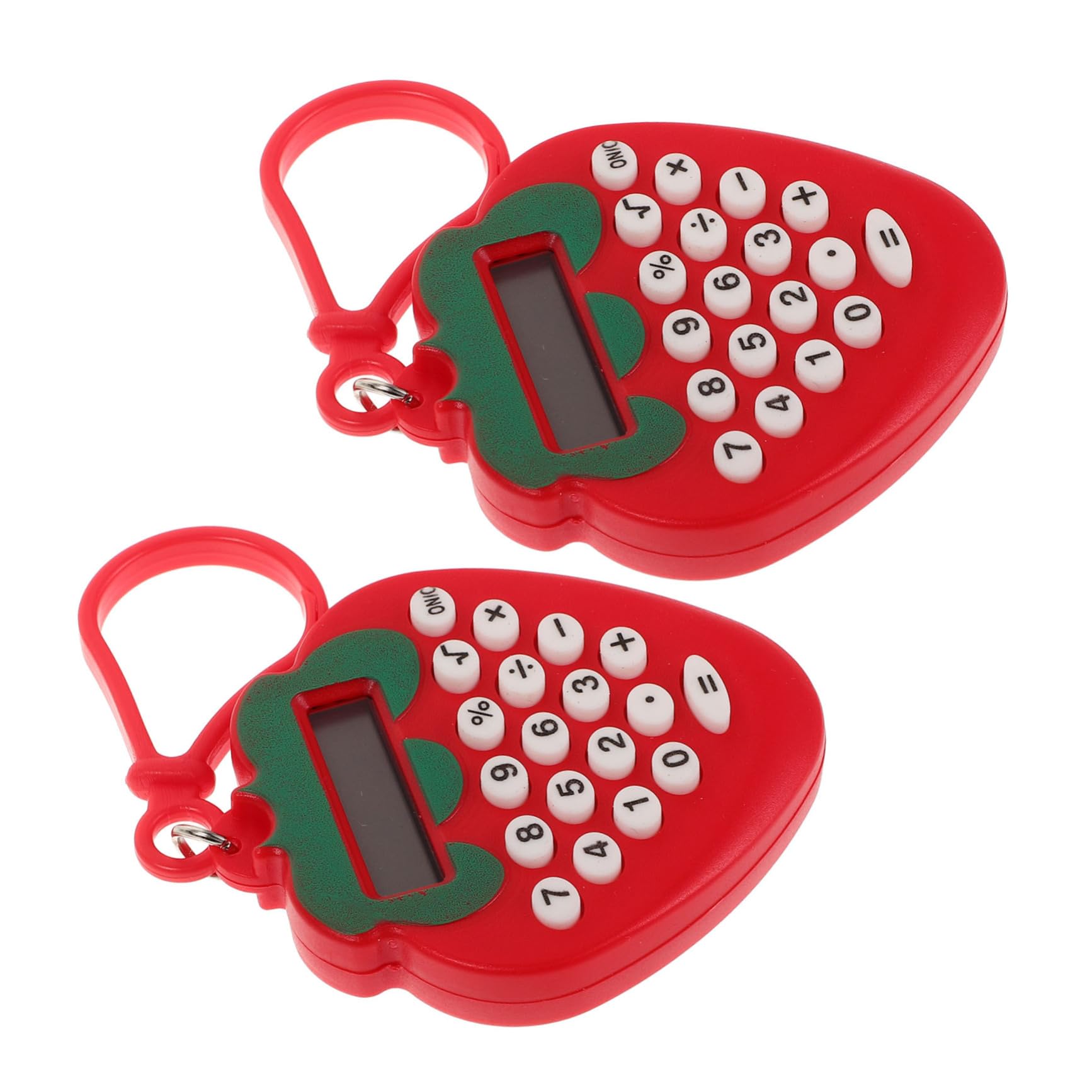 BRIGHTFUFU 2 Pcs Mini Calculator Portable Cute Strawberry Pocket Keychain Calculator Digital Electronic Calculator With Key Ring For Students Home School