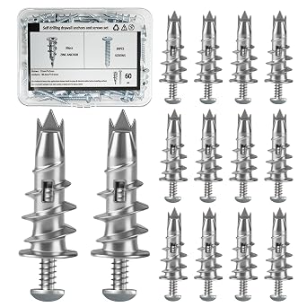 Plasterboard Fixings, 60Pcs Heavy Duty Drywall Anchors with Screws