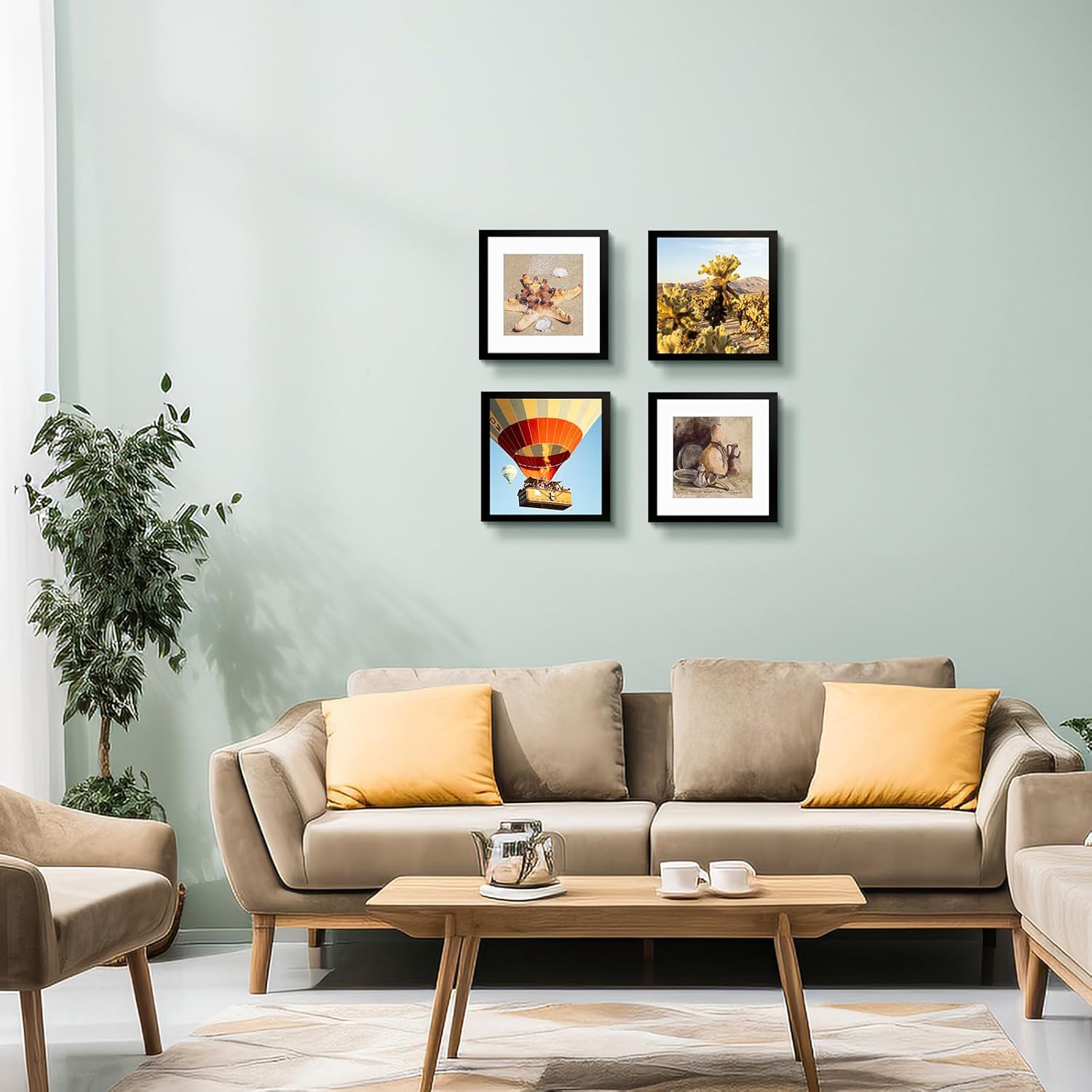 Golden State Art 12x12 Picture Frame with Mat for 8x8 Picture - Engineered Wood Shatter Resistant Plexiglass - Gallery Wall Frame for 30x30 cm Prints, Wall Mounting (Black, 3 Pack)