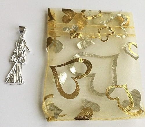 Miniatura 4 de LUXURYGOLD888 Colgante de plata de ley 925 para buena suerte 1.772 x 0.551 in Dije de Santa Muerte en plata 925 para buena suerte