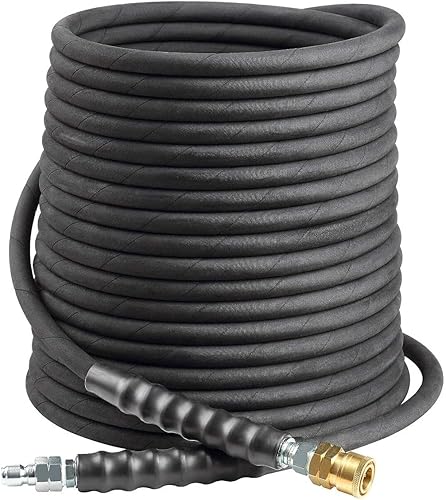 YAMATIC Manguera de lavado a presión de 38 pulgadas, 50 pies, giratoria sin torceduras, manguera de goma de conexión rápida, manguera de lavado de