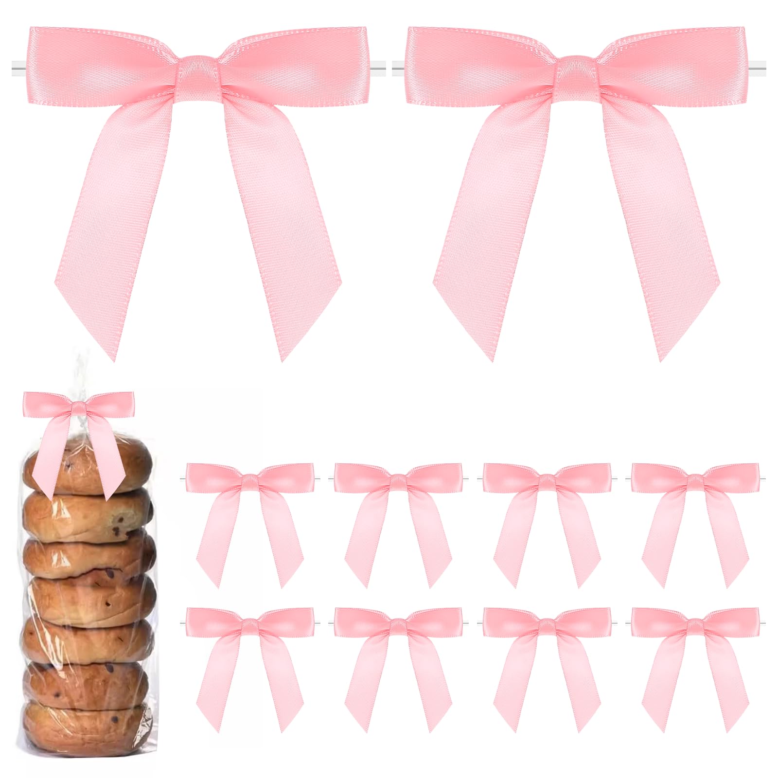 JJUNW 50 Kleine Strikken 7 cm Satijnen Lint - Mini Twist-Tie Strikken Voor Knutselen, Naaien, Cadeau, Doe-Het-Zelf Koekjes