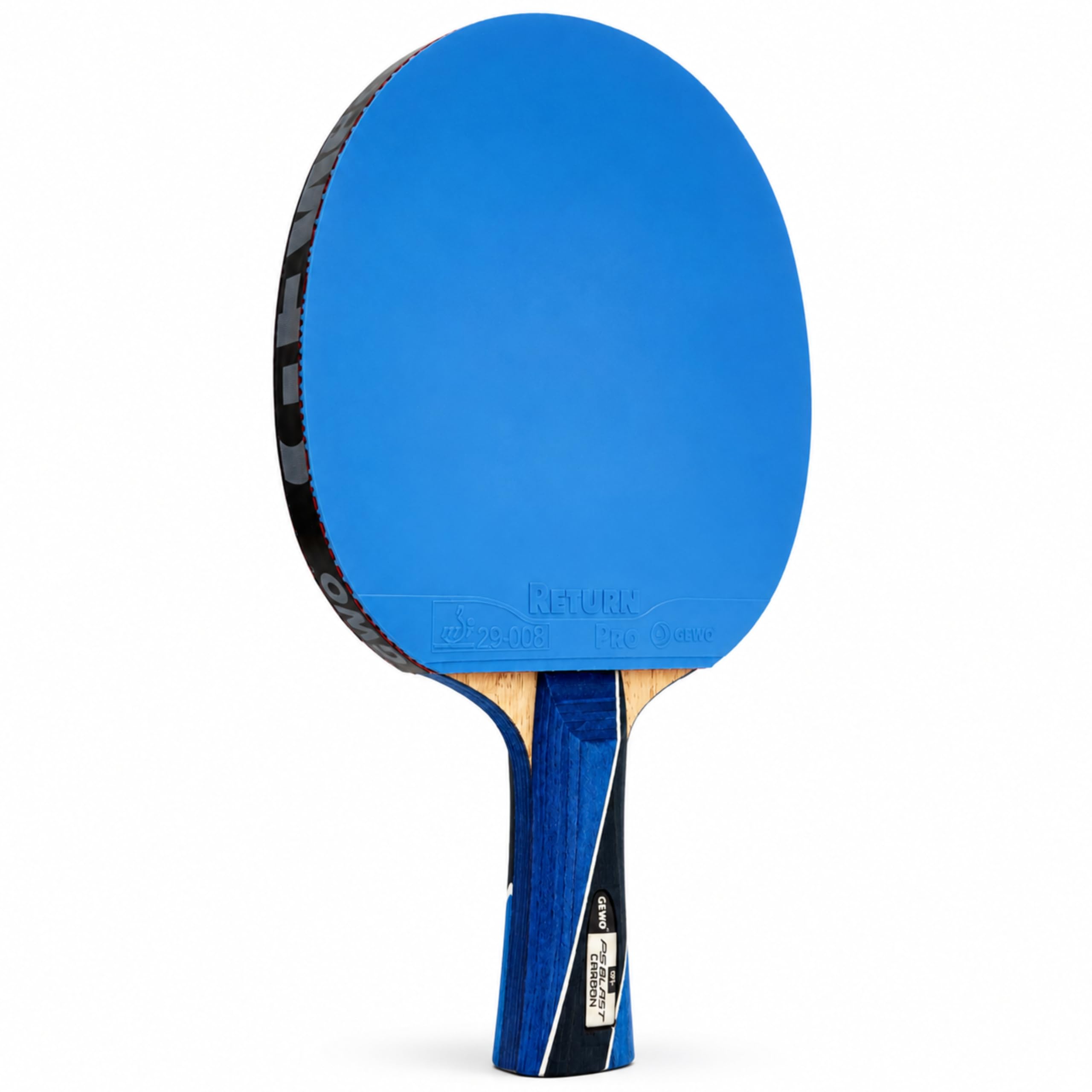 GEWO PS Blast Carbon Tischtennisschläger - ITTF genehmigter Profi-Tischtennisschläger, Carbon-Schläger mit schnellem Belag GEWO Return Pro und hohen Rotationseigenschaften, konkav, 1,8mm Schwamm